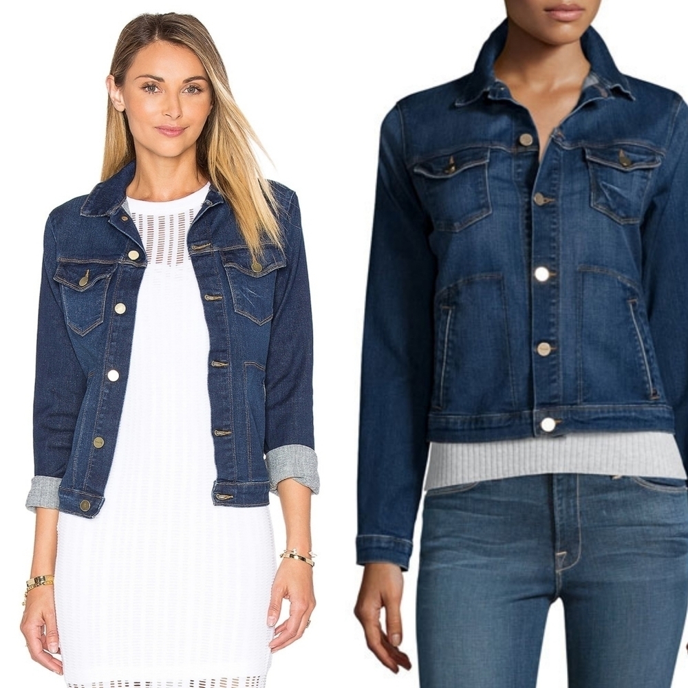 FRAME // ltd ed le slim denim jacket in medium blue denim shore coast - Picture 11 of 16
